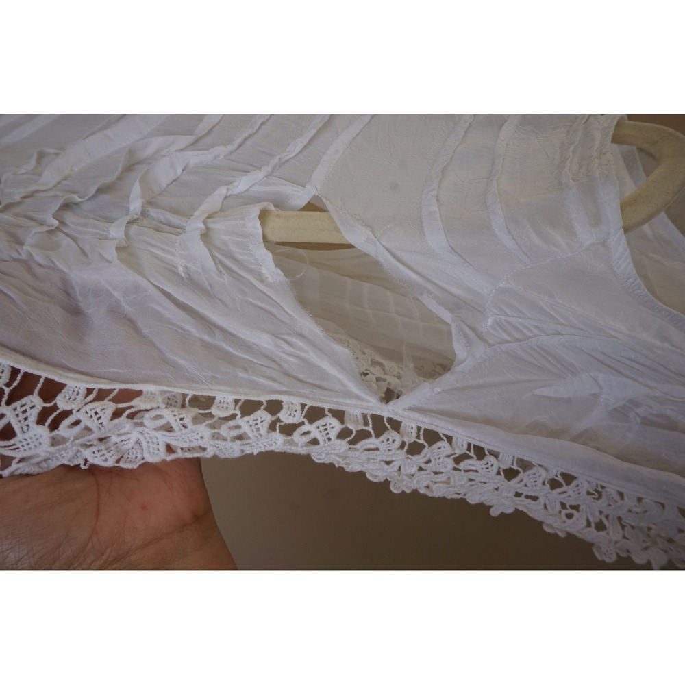 Johnny Was long duster crochet lace trim Pintuck Boho Festival Layering Vest L - Picture 8 of 12
